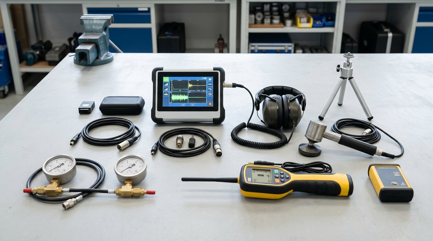 Acoustic electronic leak detection equipment placed on residential concrete flooring in Redding CA