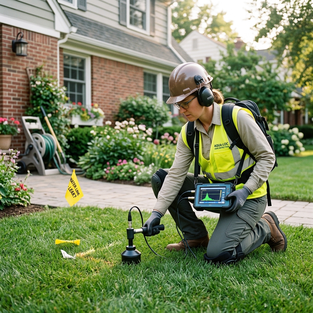 Non destructive electronic leak detection inspection inside residential home in Redding CA